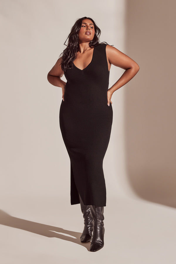 Intimo RIB V NECK DRESS Black