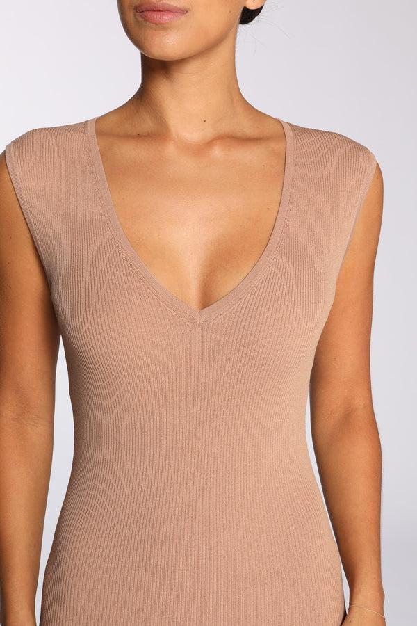 Intimo RIB V NECK DRESS Nougat
