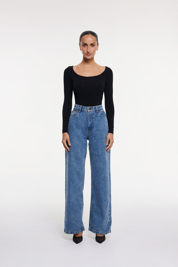 intimo SCOOP NECK BODYSUIT Black