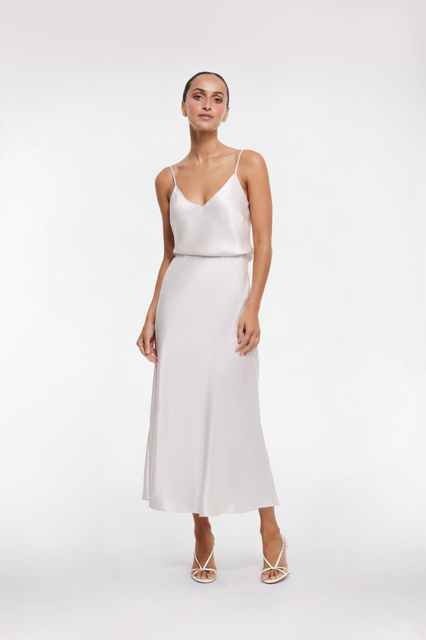 intimo SILK MIDI SKIRT Pearl