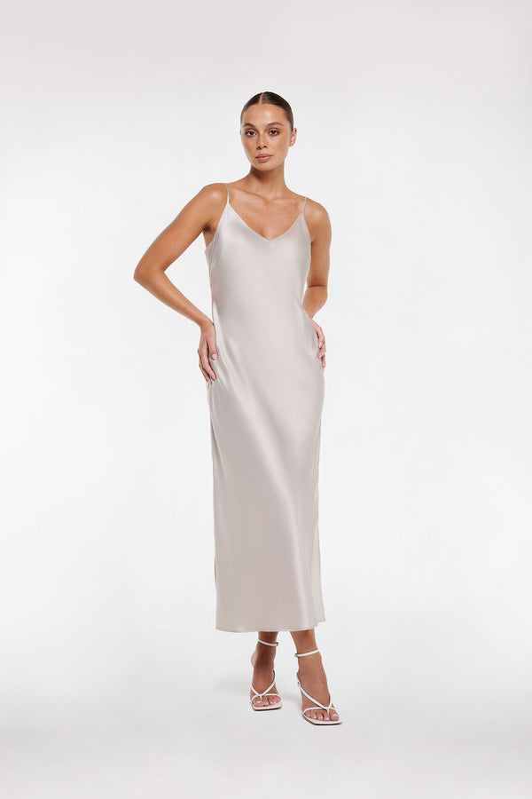 intimo SILK SLIP DRESS Stone