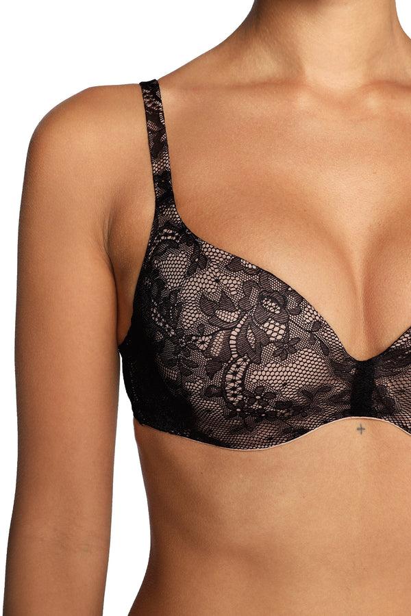 Intimo SMOOTH LACE PLUNGE CONTOUR BRA Black
