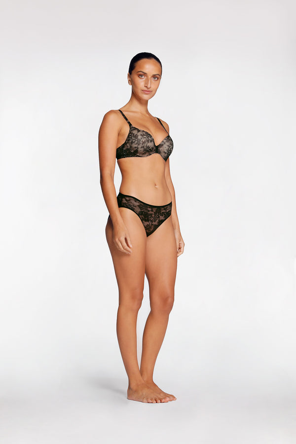 Intimo SMOOTH LACE PLUNGE CONTOUR BRA Black
