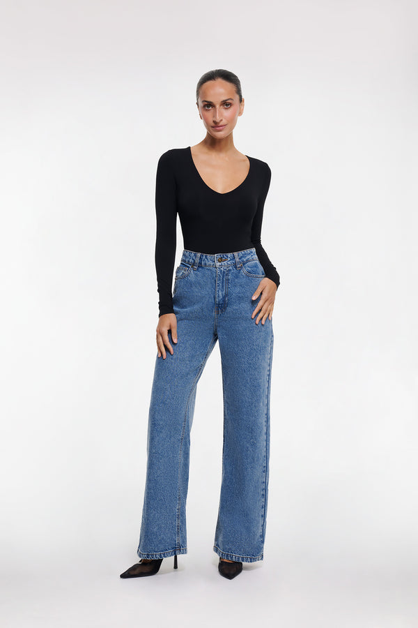 intimo V NECK BODYSUIT Black