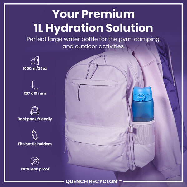 Ion8 Quench 36oz Recyclon - Blue & Pink Motivator