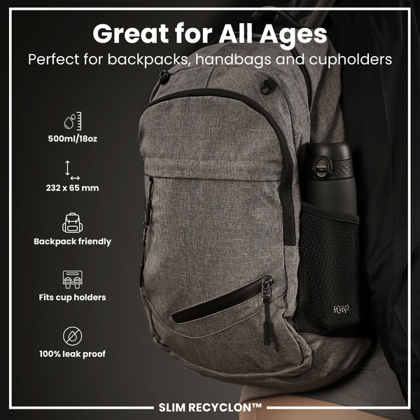 Ion8 Slim 18oz Recyclon - Black