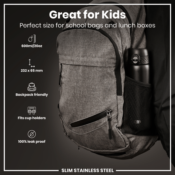 Ion8 Slim 20oz Lightweight Steel - Black