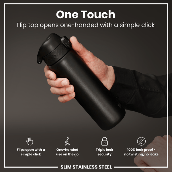Ion8 Slim 20oz Lightweight Steel - Black