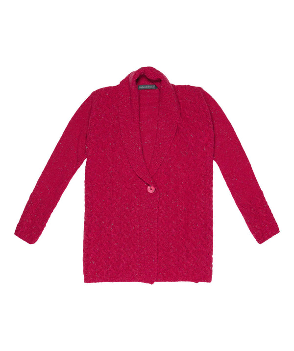 irelands eye Adare Cable One Button Cardigan Bramble Berry