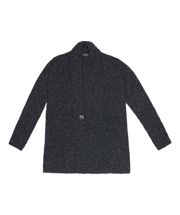 irelands eye Adare Cable One Button Cardigan Charcoal