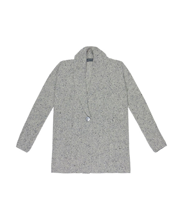 irelands eye Adare Cable One Button Cardigan Light Grey