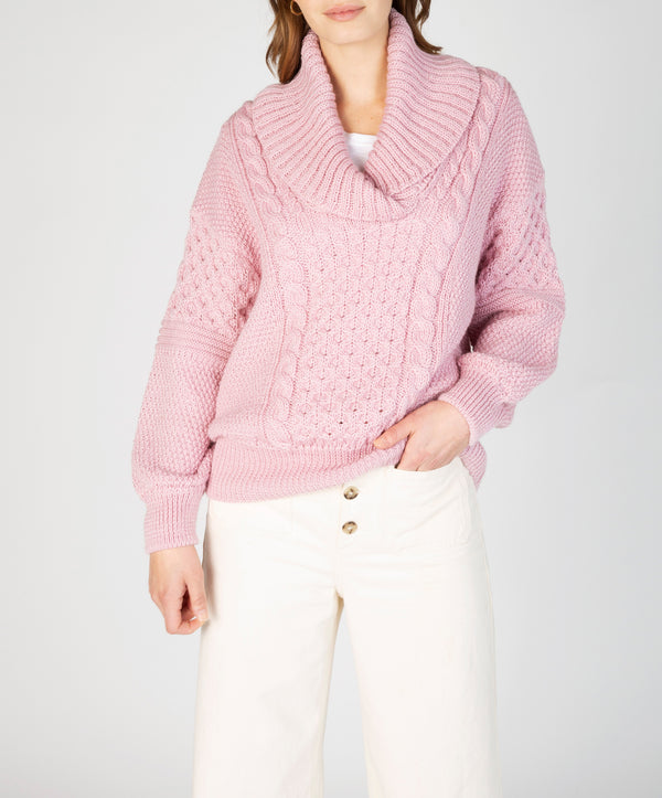 irelands eye Aster Shawl Collar Oversized Sweater Pale Pink