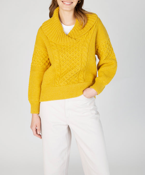 irelands eye Aster Shawl Collar Oversized Sweater Sunflower