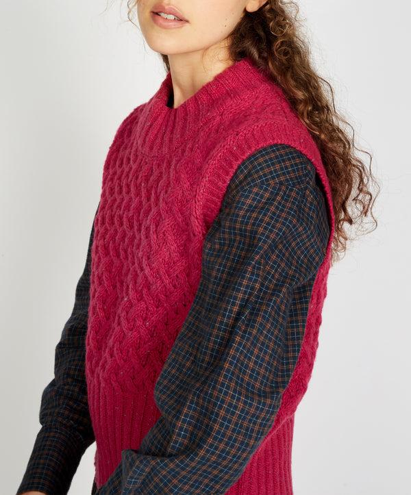 Irelands Eye Ballybricken Trellis Cropped Vest Bramble Berry