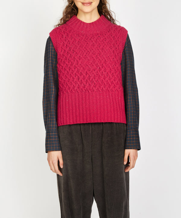 irelands eye Ballybricken Trellis Cropped Vest Bramble Berry