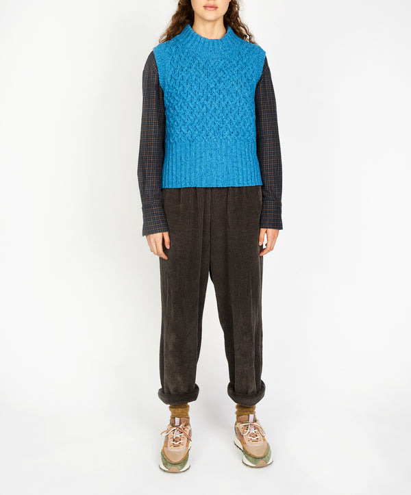 irelands eye Ballybricken Trellis Cropped Vest Forget-Me-Not Blue