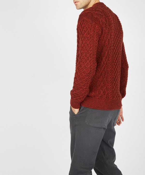 Irelands Eye Blasket Honeycomb Stitch Mens Aran Sweater Sable Marl