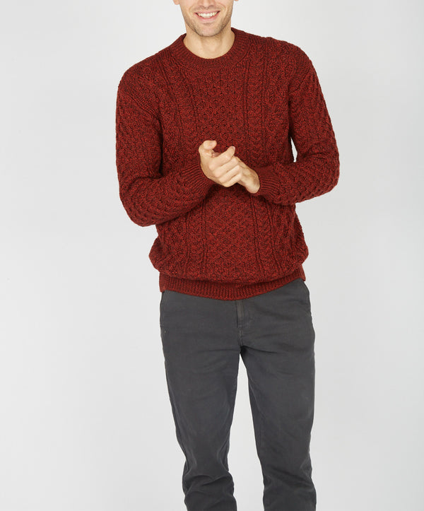 irelands eye Blasket Honeycomb Stitch Mens Aran Sweater Sable Marl