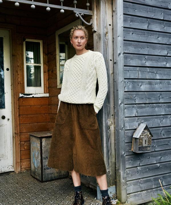 Irelands Eye Blasket Honeycomb Stitch Womens Aran Sweater Natural