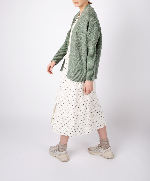 Irelands Eye Brome Batwing Diamond Pattern Cardigan Apple