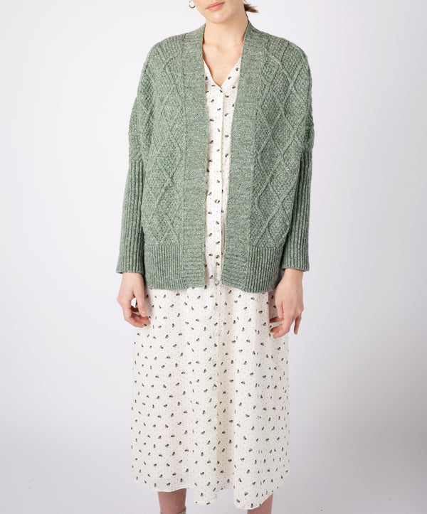Irelands Eye Brome Batwing Diamond Pattern Cardigan Apple