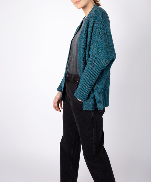 Irelands Eye Brome Batwing Diamond Pattern Cardigan Aquamarine