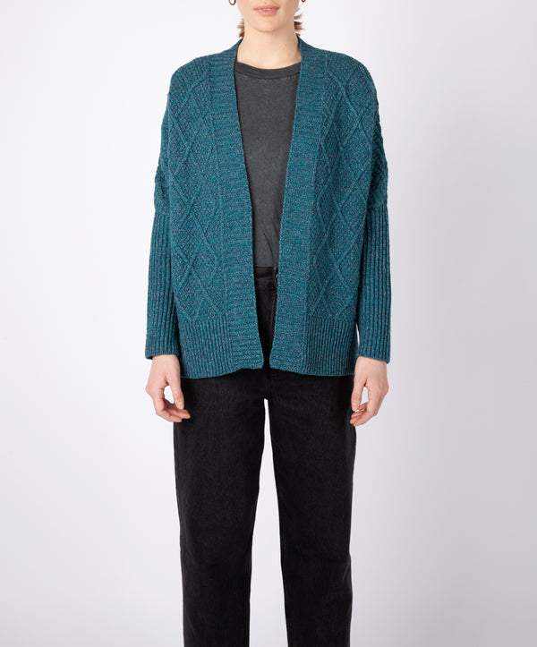 irelands eye Brome Batwing Diamond Pattern Cardigan Aquamarine