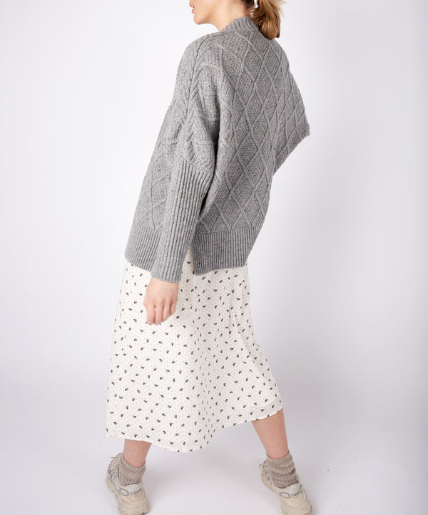 Irelands Eye Brome Batwing Diamond Pattern Cardigan Pearl Grey
