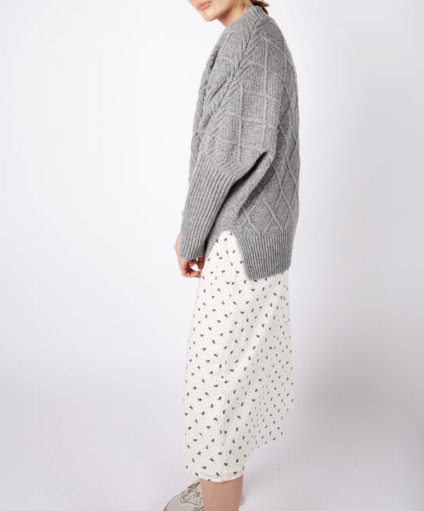 Irelands Eye Brome Batwing Diamond Pattern Cardigan Pearl Grey