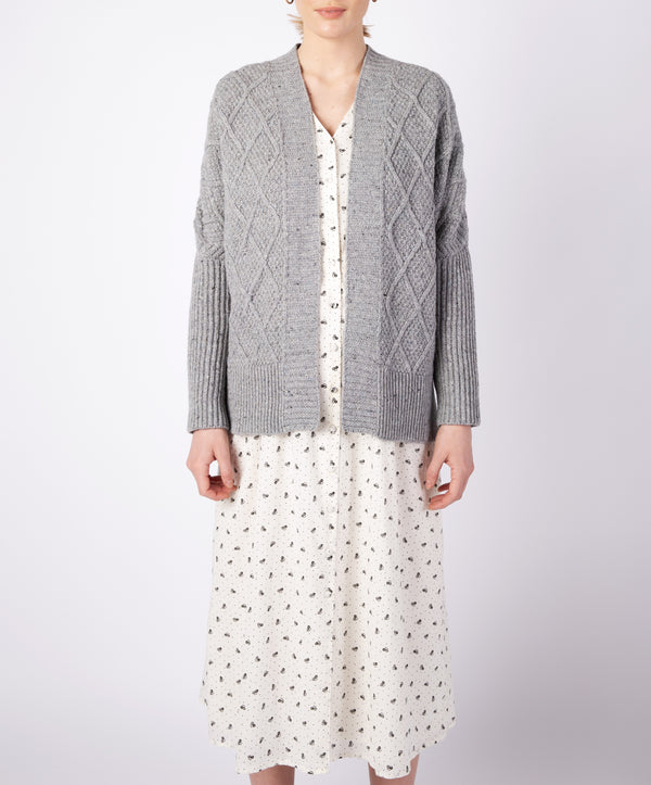 irelands eye Brome Batwing Diamond Pattern Cardigan Pearl Grey