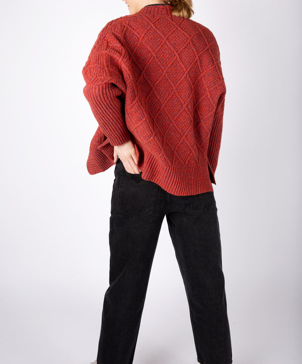 Irelands Eye Brome Batwing Diamond Pattern Cardigan Sunset