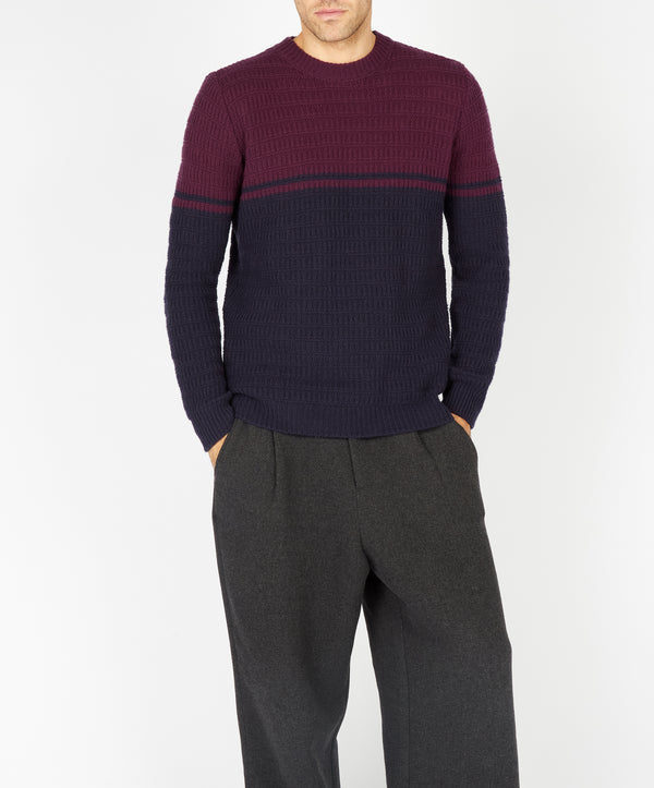Irelands Eye Colour Block Crew Neck Currant & Midnight Blue
