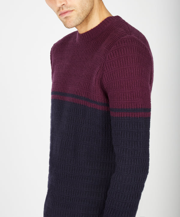 Irelands Eye Colour Block Crew Neck Currant & Midnight Blue
