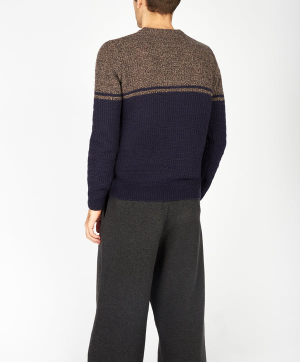 Irelands Eye Colour Block Crew Neck Shadow Marl & Midnight Blue