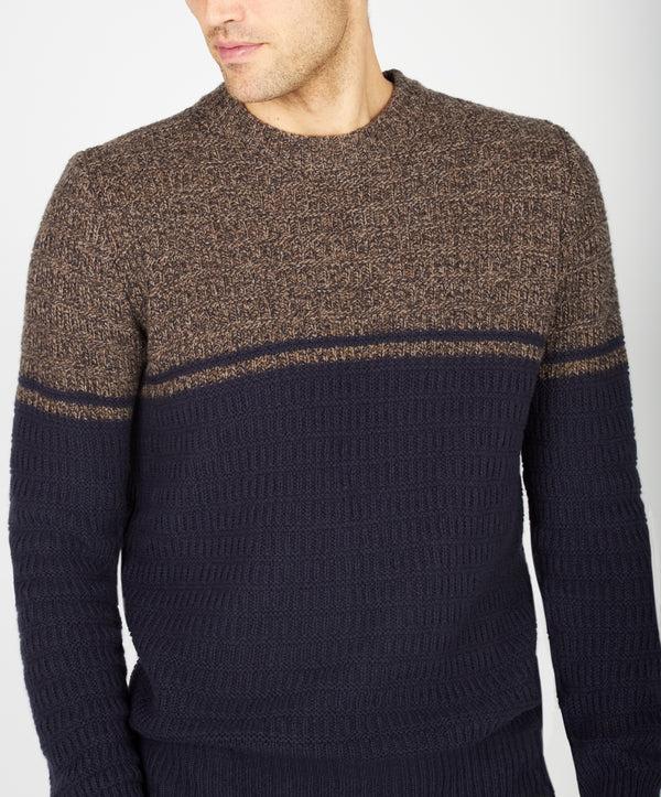 Irelands Eye Colour Block Crew Neck Shadow Marl & Midnight Blue