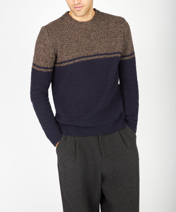irelands eye Colour Block Crew Neck Shadow Marl & Midnight Blue