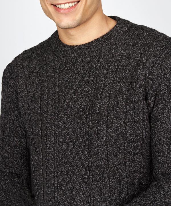 Irelands Eye Cuileann Aran Crew Neck Sweater Anthracite