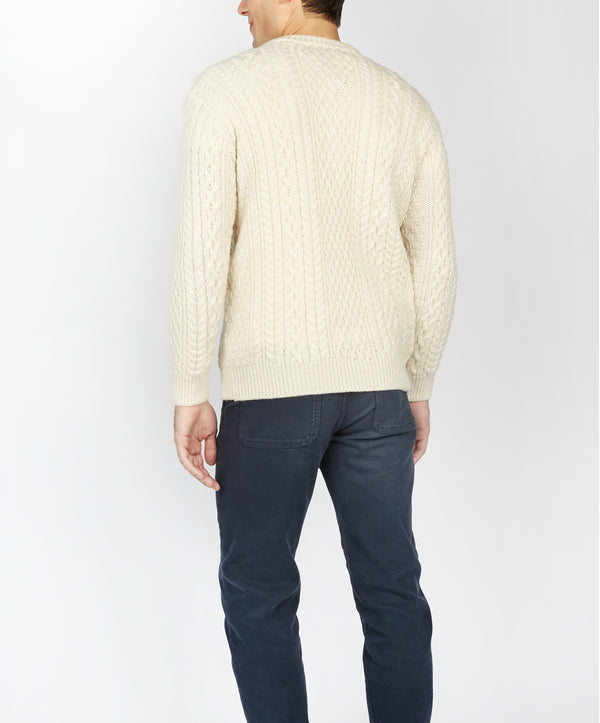 Irelands Eye Cuileann Aran Crew Neck Sweater Natural