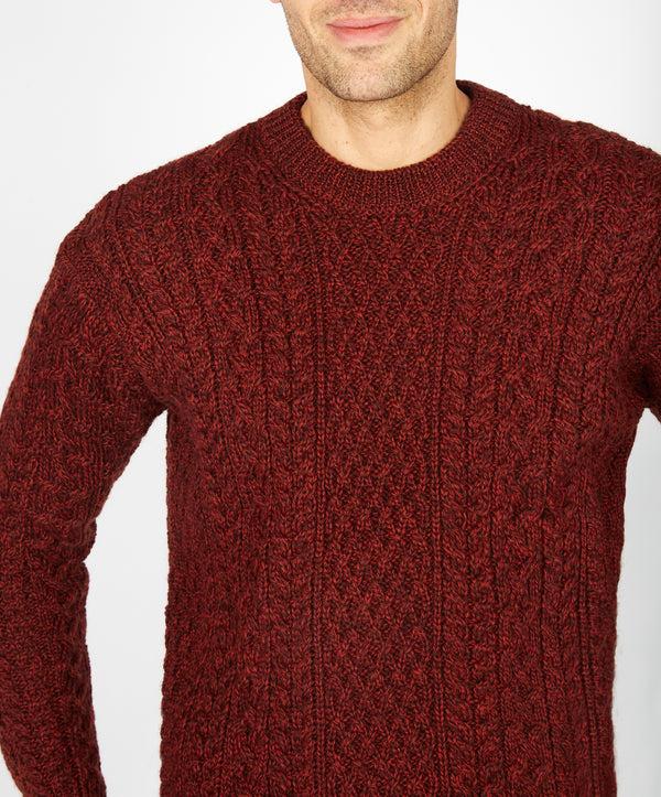 Irelands Eye Cuileann Aran Crew Neck Sweater Sable Marl