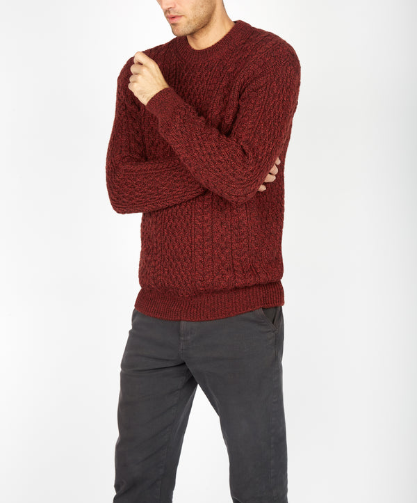 Irelands Eye Cuileann Aran Crew Neck Sweater Sable Marl
