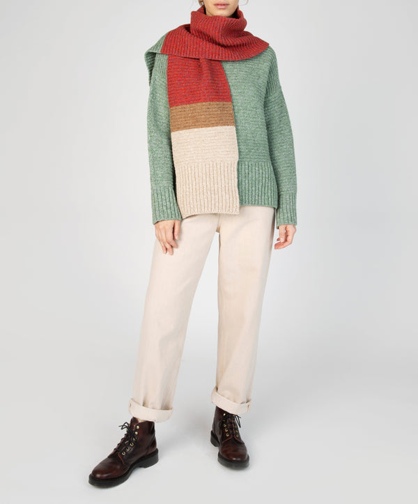 irelands eye ‘Elder’ Contrast Panel Scarf Apple Sunset