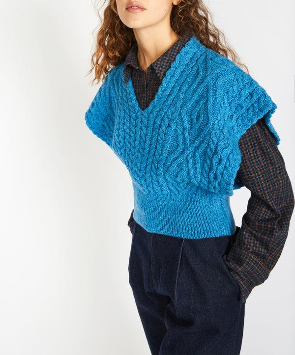 Irelands Eye Farmleigh Diamond Vest Forget-Me-Not Blue