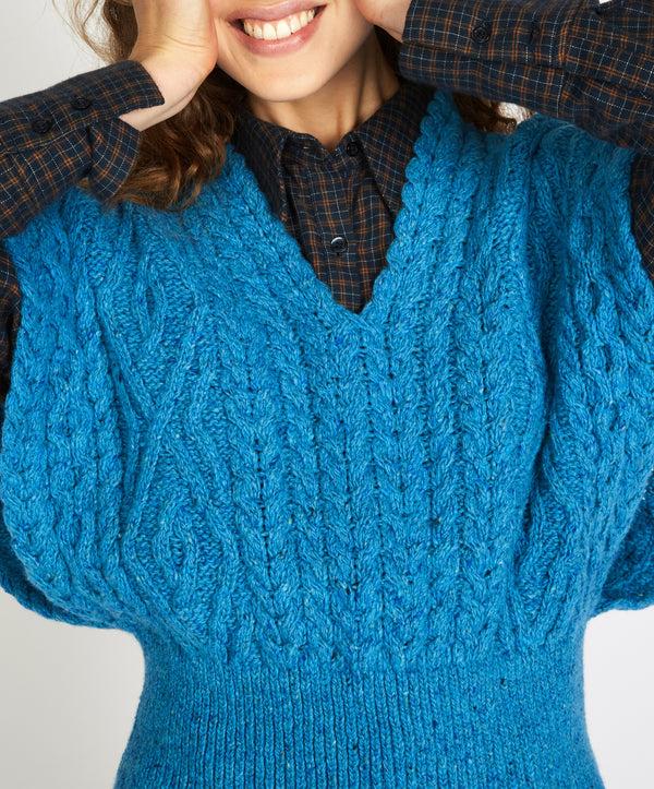 Irelands Eye Farmleigh Diamond Vest Forget-Me-Not Blue