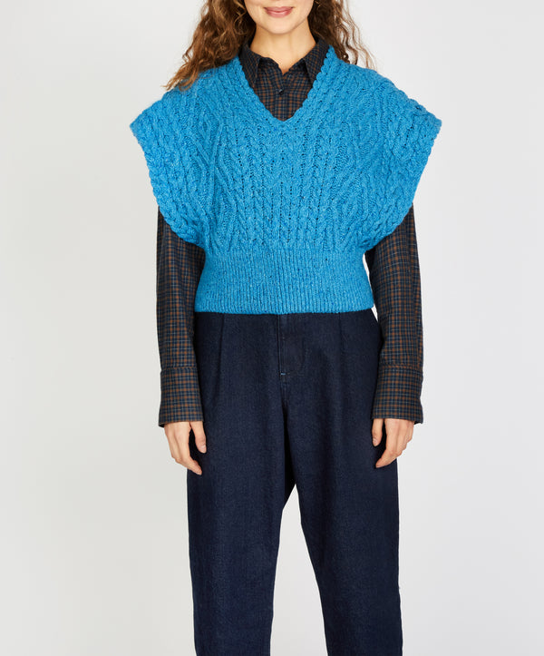 irelands eye Farmleigh Diamond Vest Forget-Me-Not Blue