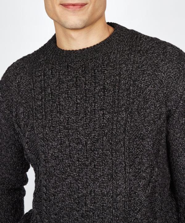 Irelands Eye Fearnóg Aran Crew Neck Sweater Anthracite
