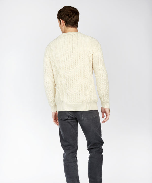 Irelands Eye Fearnóg Aran Crew Neck Sweater Natural