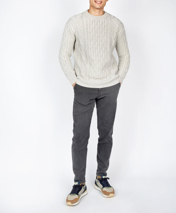 irelands eye Fearnóg Aran Crew Neck Sweater Silver Marl