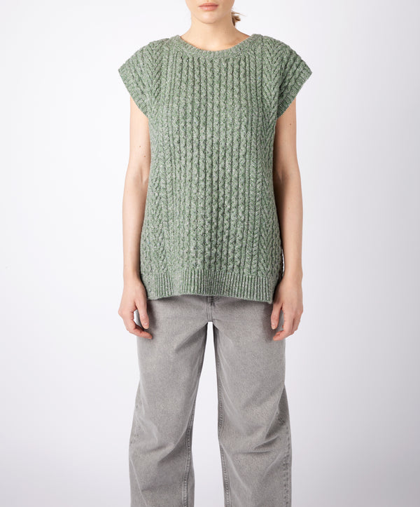 irelands eye Fennel Oversized Aran Sweater Vest Apple