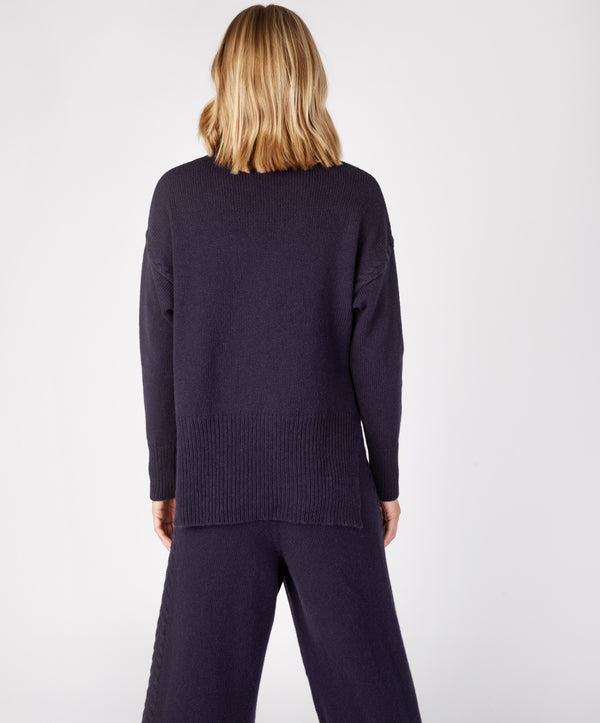 Irelands Eye Funnel Neck Jersey Sweater Midnight Blue