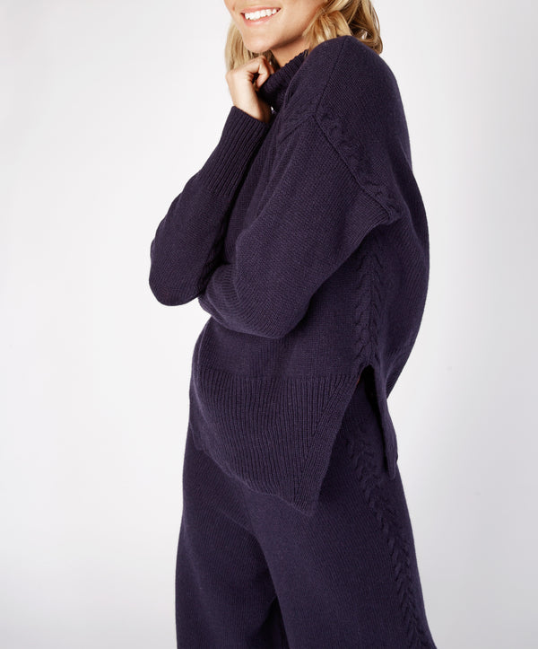 irelands eye Funnel Neck Jersey Sweater Midnight Blue